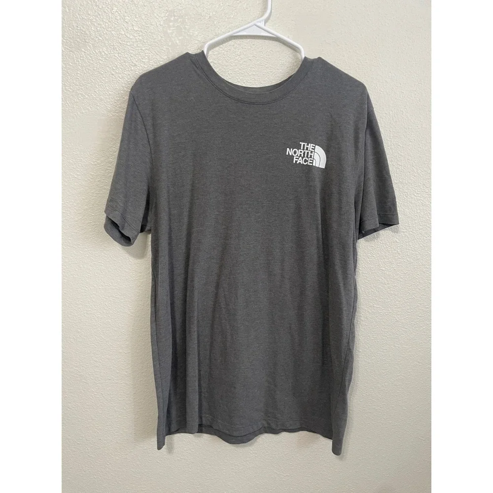 The North Face T-Shirt Mens Large Gray Excellent Camo Box Logo Graphic Tee